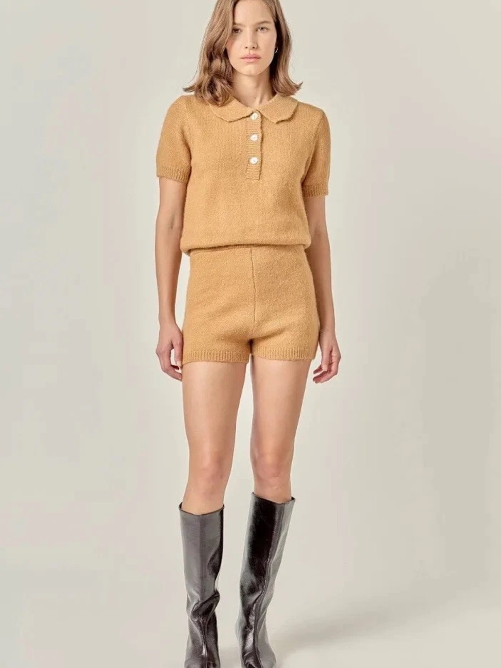 Anthropologie English Factory $80 MSRP Tan Knit Romper NWT Size Small